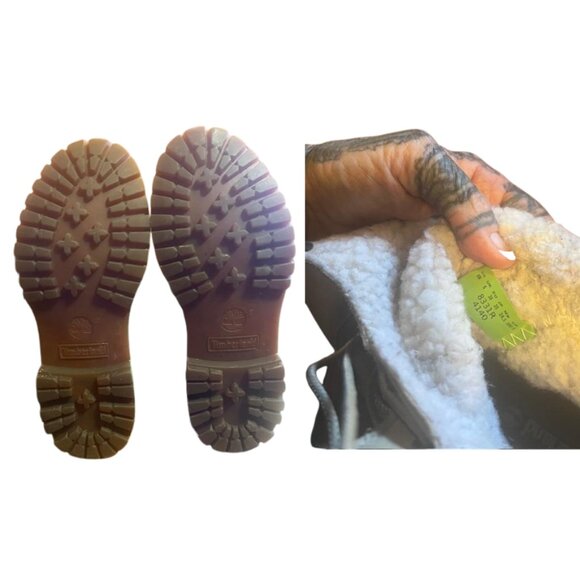 Timberland Teddy Fleece Fold Over Lace Boots Size 8 - Picture 8 of 8